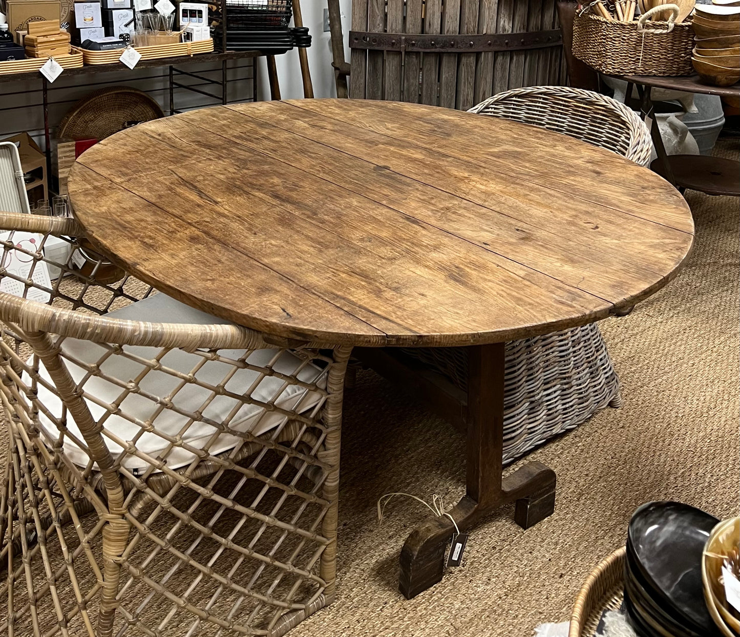French Poplar Walnut Vendage Table c. 1850's