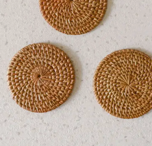Hand woven rattan coasters