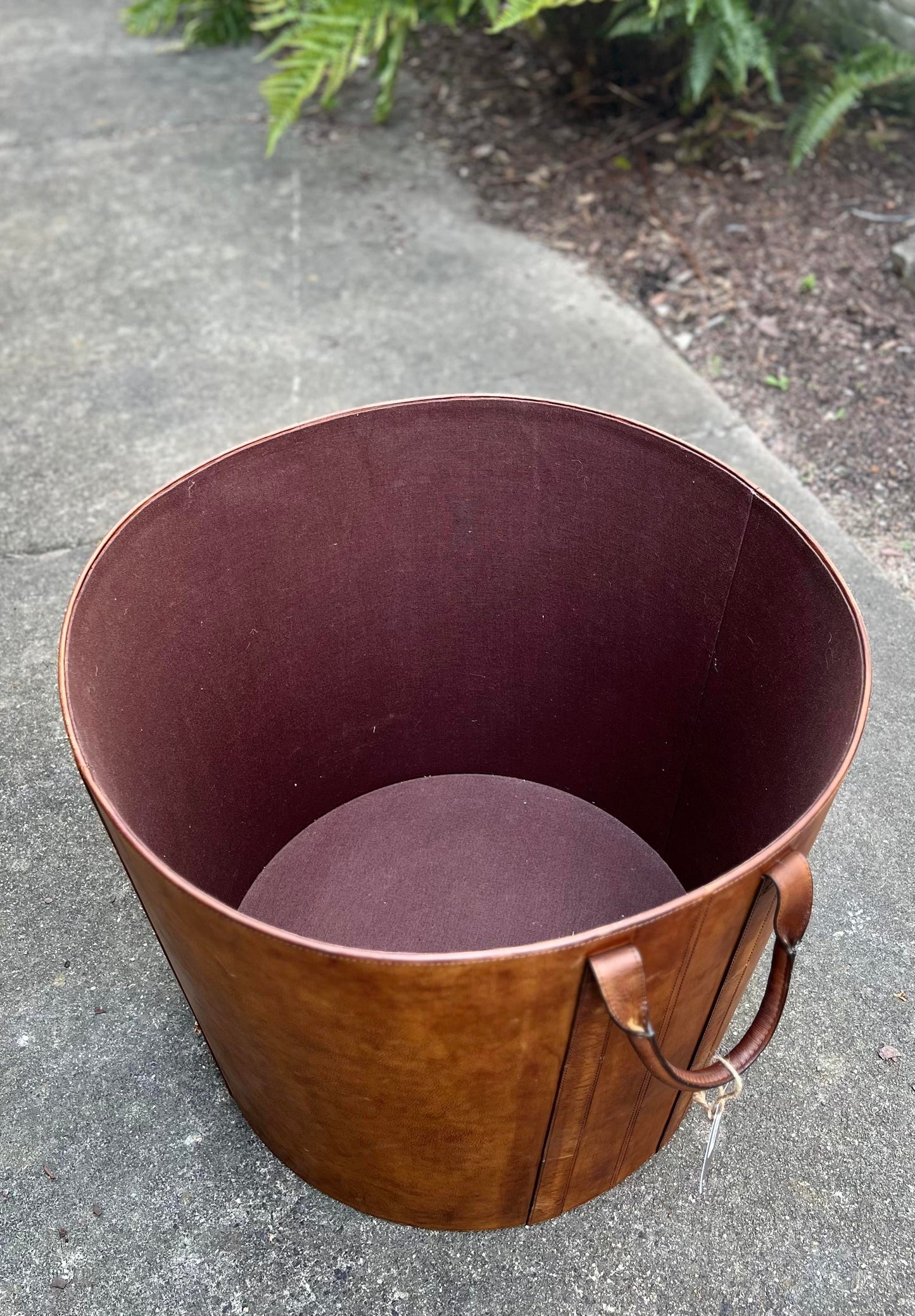 Leather Log Bucket w/Handles