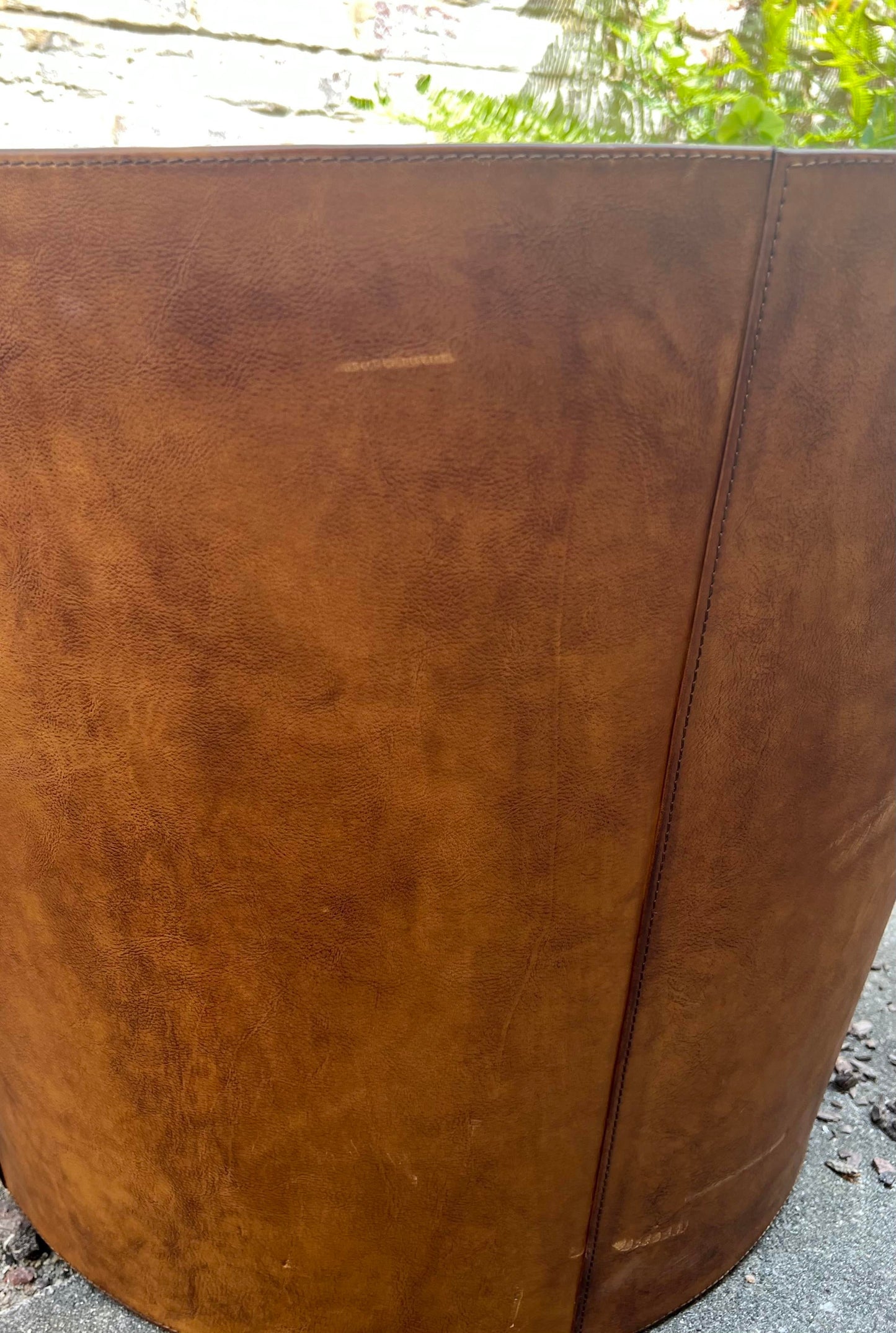 Leather Log Bucket w/Handles