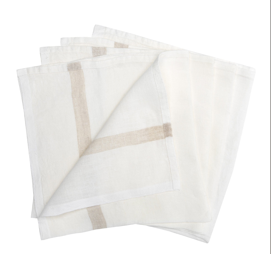 Laundered Linen Napkins-white/nat’l Set of 4