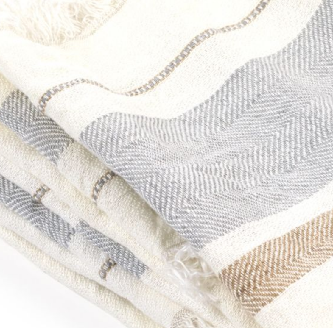 Belgian Fouta Tea/Guest Towel - Ash Stripe or Oyster Stripe