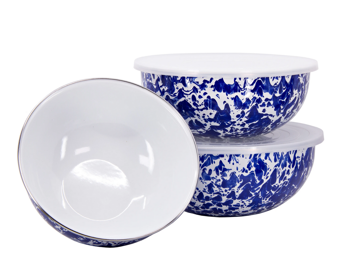 Blue and White Enamelware Cookware
