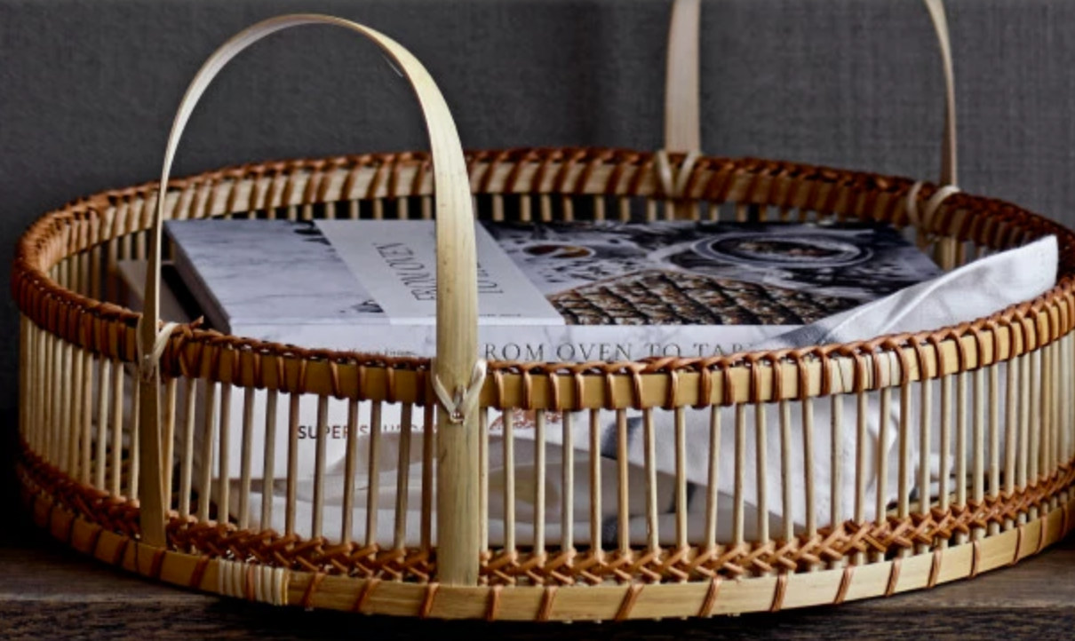 Set of 2 Handwoven Bamboo Trays