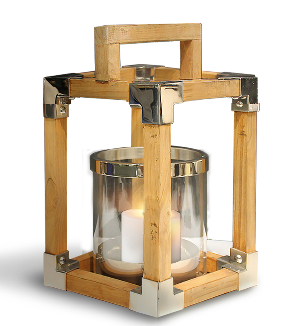 Indoor/Outdoor Teak and Stainless Lanterns