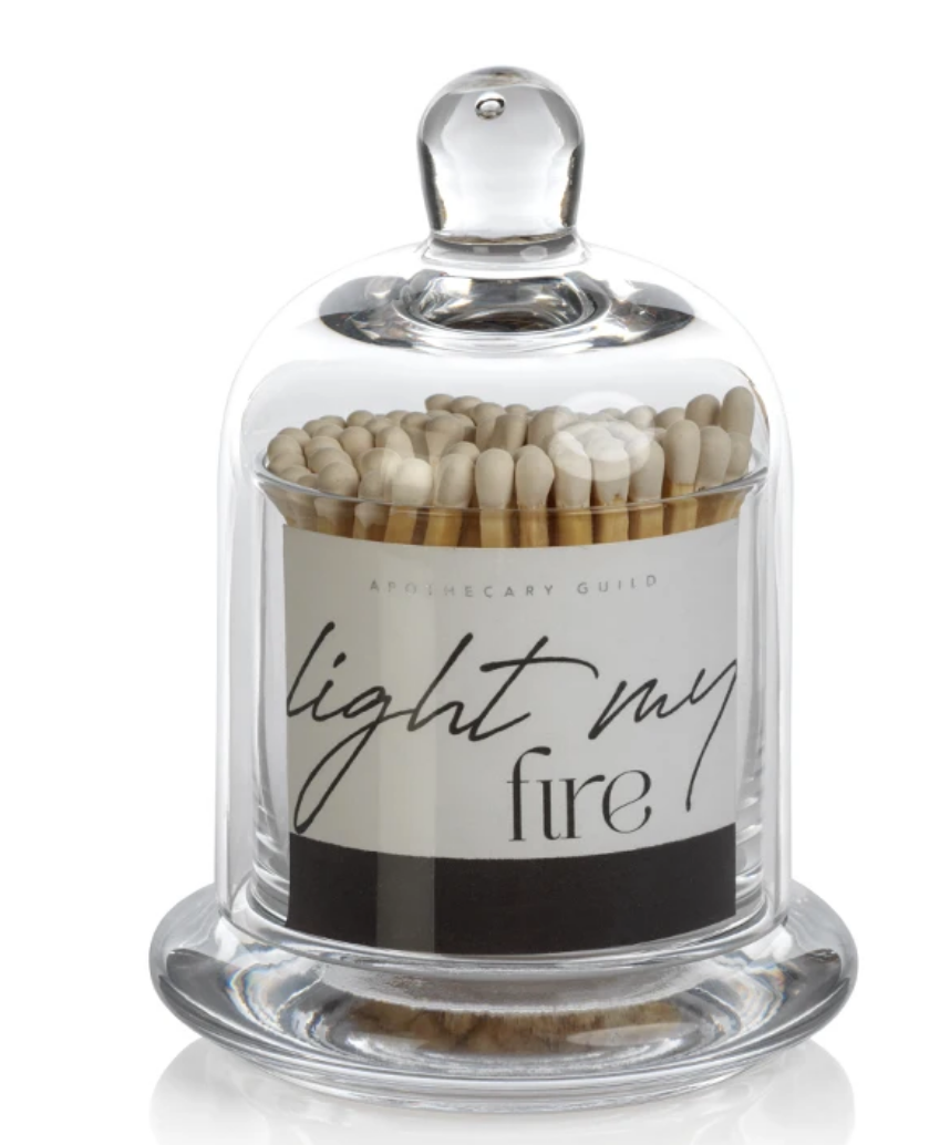 Light My Fire! White tipped matches in a beautiful apothecary jar!