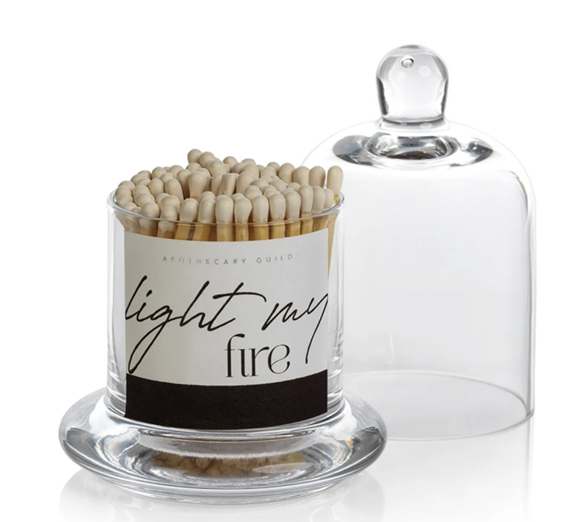 Light My Fire! White tipped matches in a beautiful apothecary jar!