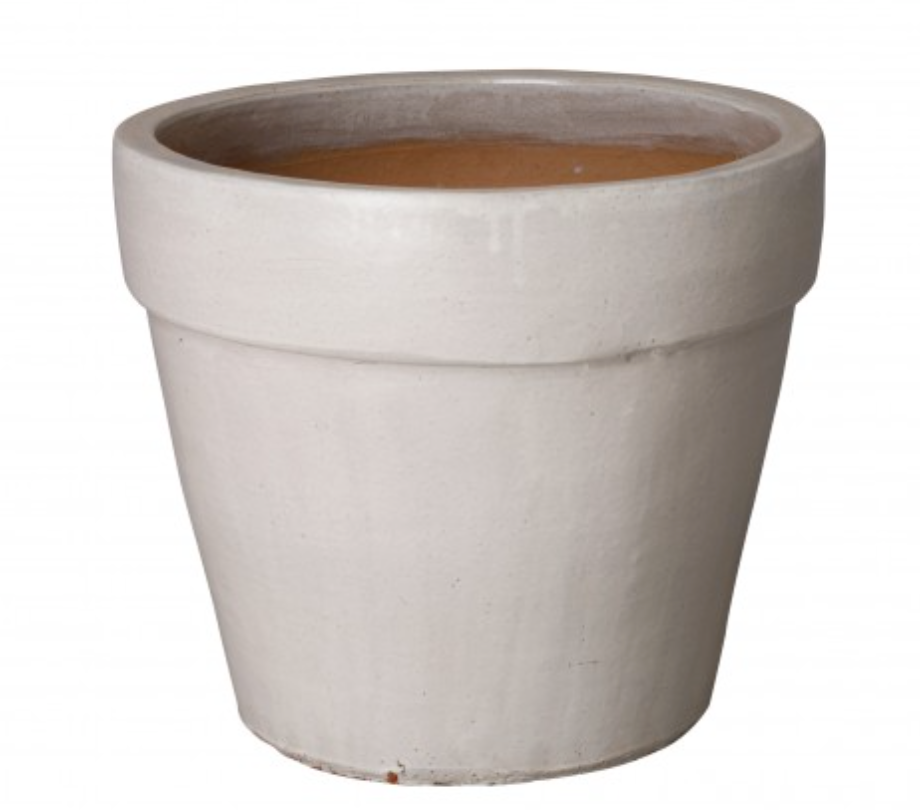 Beautiful Round Flower Pots with a Distressed White Glaze