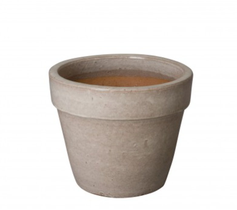 Beautiful Round Flower Pots with a Distressed White Glaze