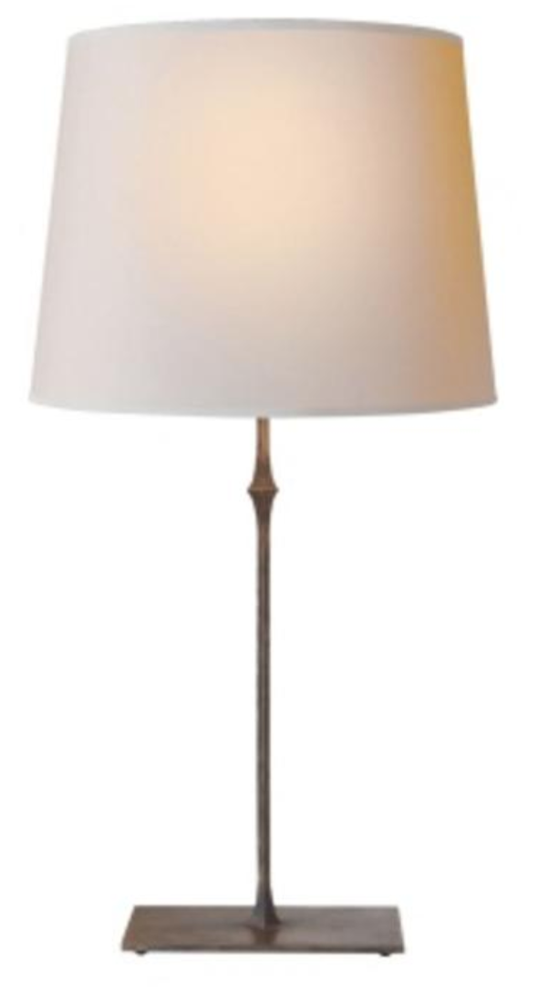 Dauphine Table Lamp- Aged Iron with Linen Shade