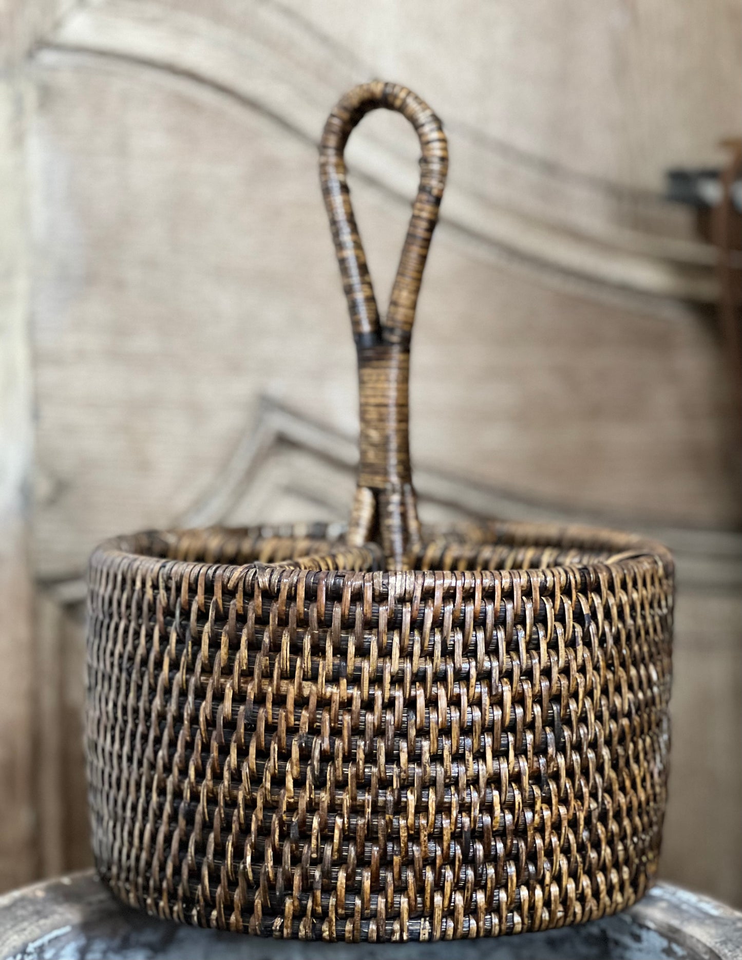 Round Woven Caddy/Cutlery Holder
