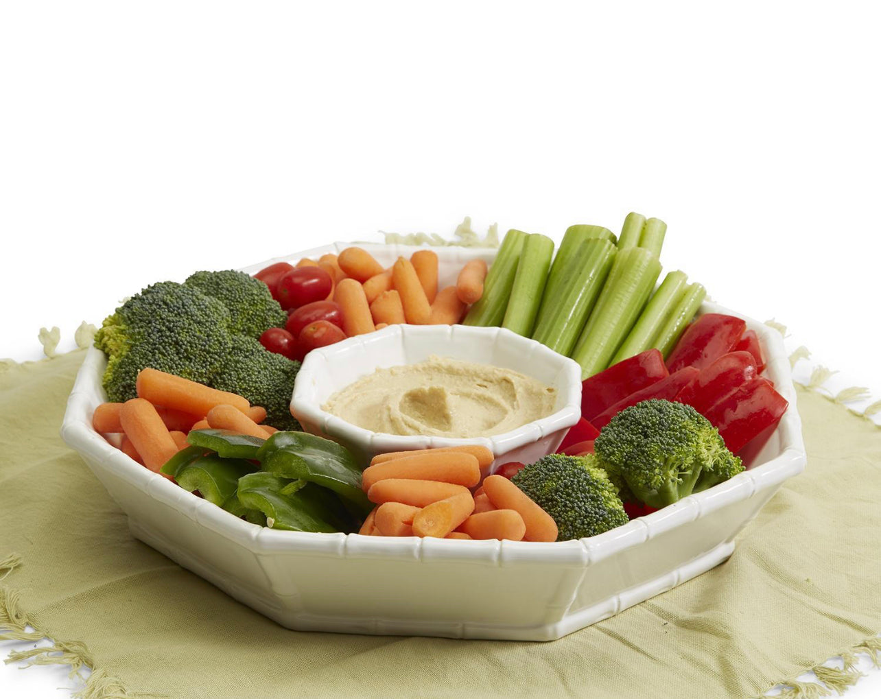 Faux Bamboo Fretwork Chip Platter + Dip Bowl Set