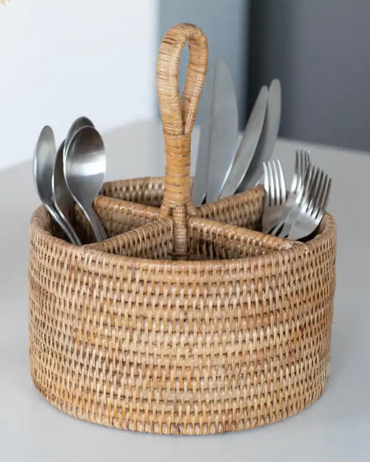 Round Woven Caddy/Cutlery Holder