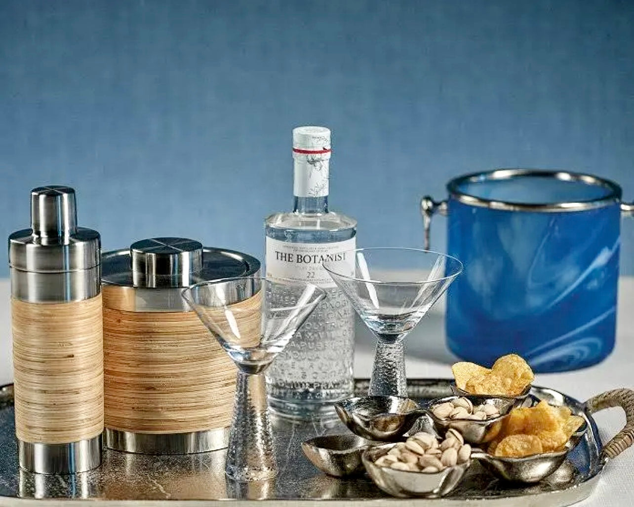 Rattan & Steel Cocktail Shaker