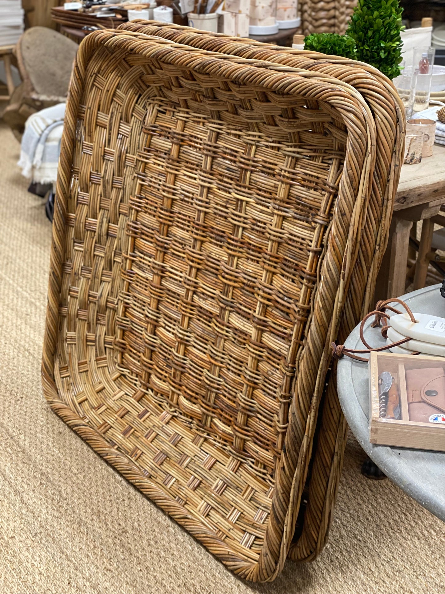 Extra large Woven Winnower Tray 40" Square x 6" Deep
