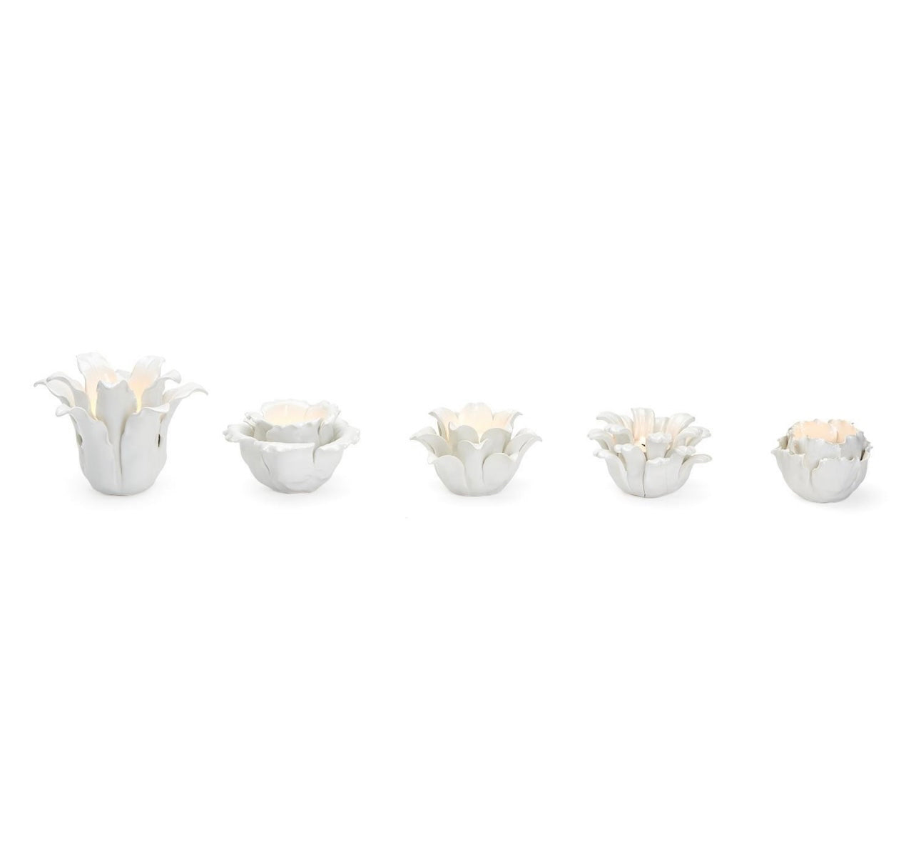 White Ceramic Succulent Tealight Candleholder - 5 designs