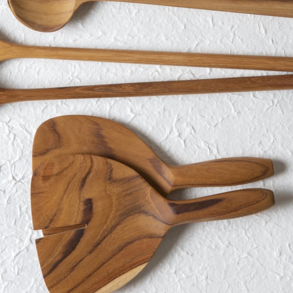 Wide Teak Salad Servers