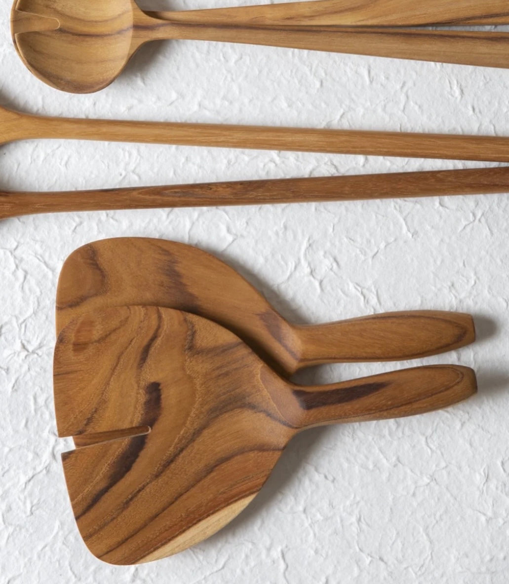 Wide Teak Salad Servers