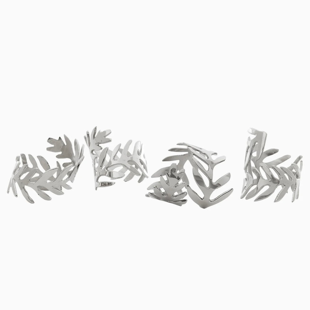 Silver Fern Napkin Rings by John Robshaw - set of 4