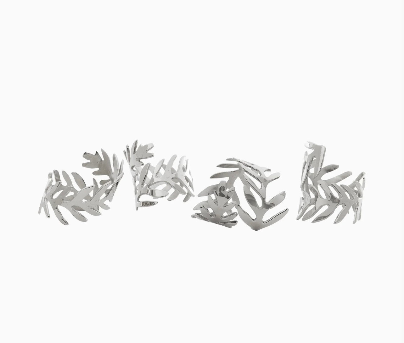 Silver Fern Napkin Rings by John Robshaw - set of 4