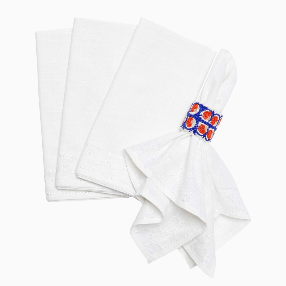 Stitched White Napkins by John Robshaw - set of 4