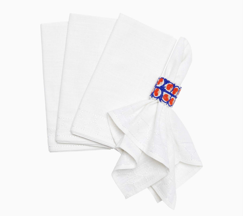 Stitched White Napkins by John Robshaw - set of 4