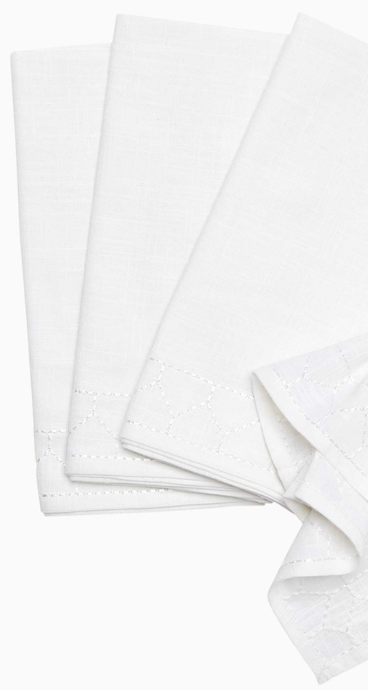Stitched White Napkins by John Robshaw - set of 4