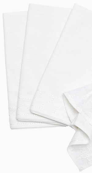 Stitched White Napkins by John Robshaw - set of 4