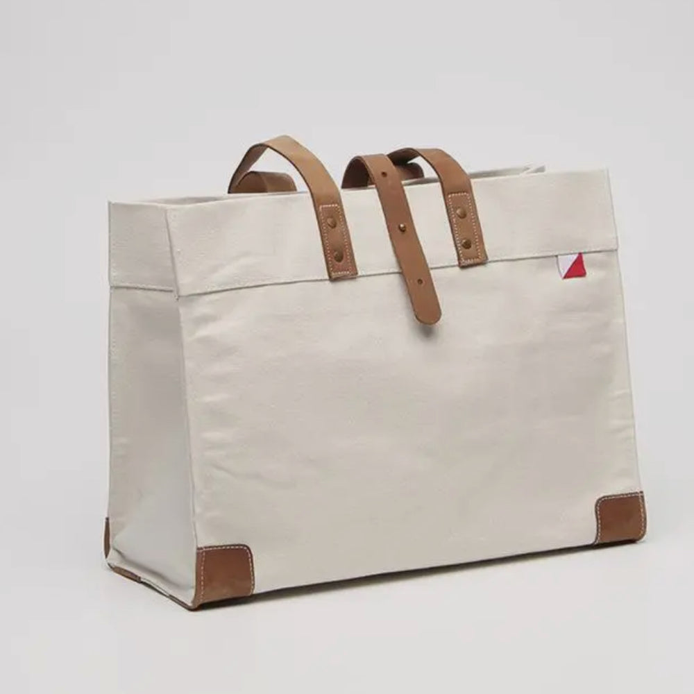 Carmel Heavy Canvas Tote Bag with Leather Trim