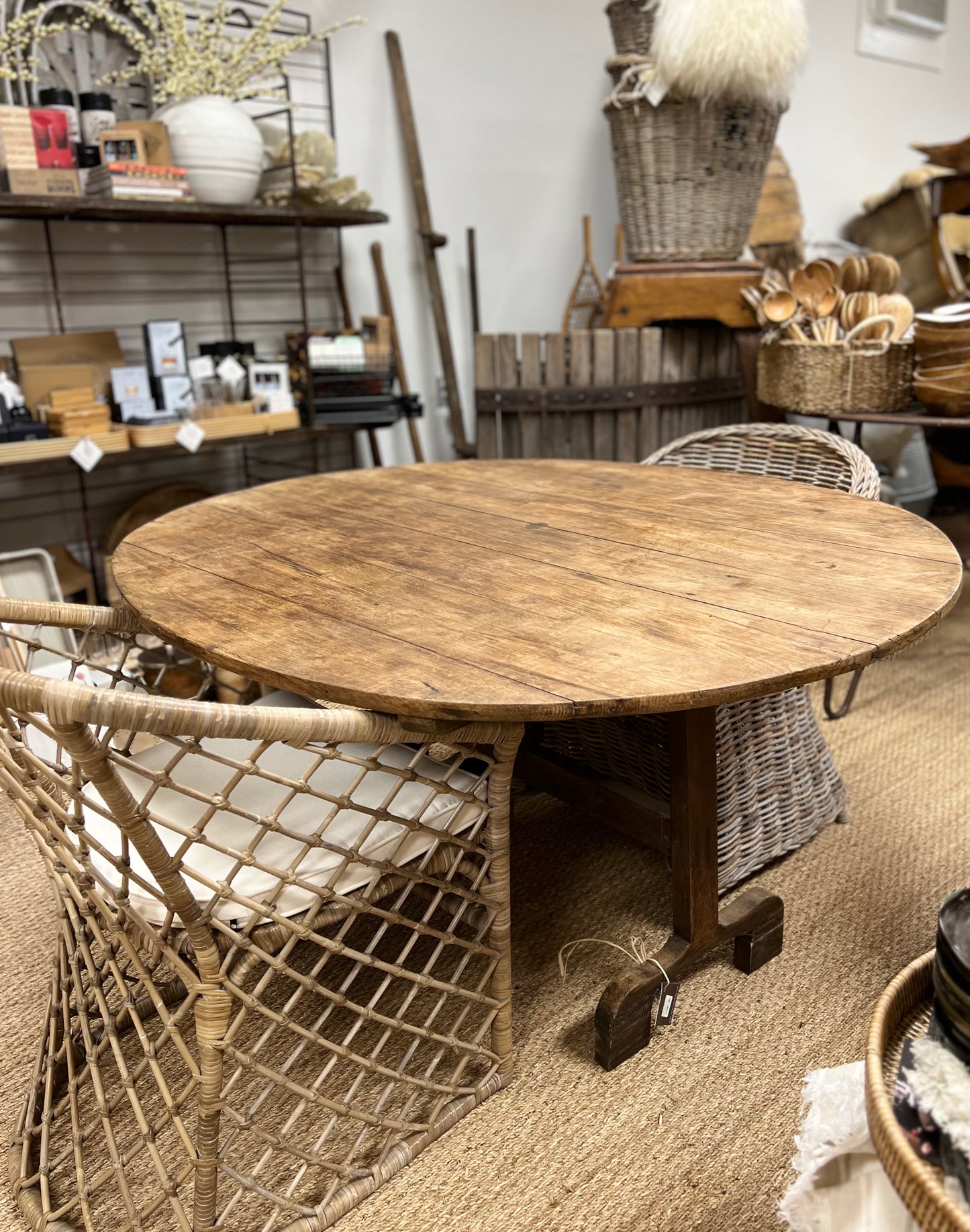 French Poplar Walnut Vendage Table c. 1850's