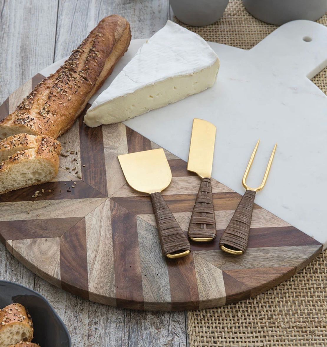 Warm Brown & Gold Cheese Knife Set