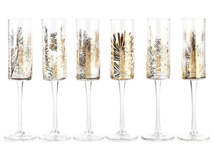 Golden Fir Champagne Flutes - set of 6