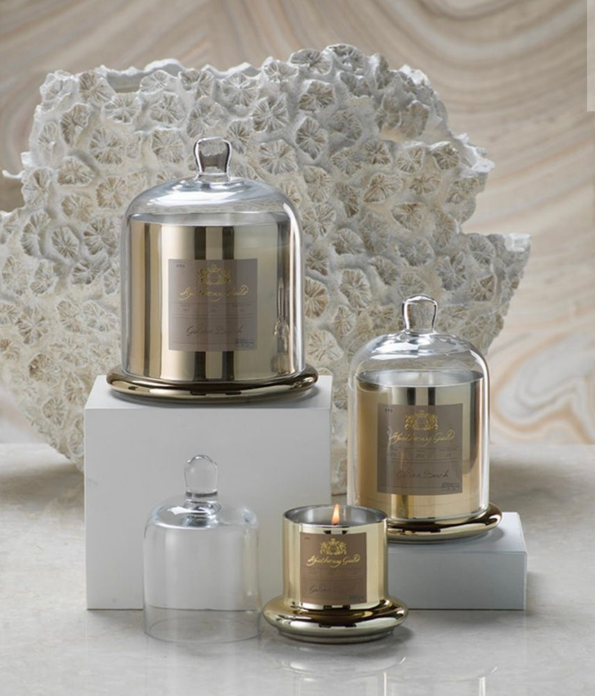 
                      
                        Golden Beach Scented Candle in Glass Jar with Bell Cloche
                      
                    