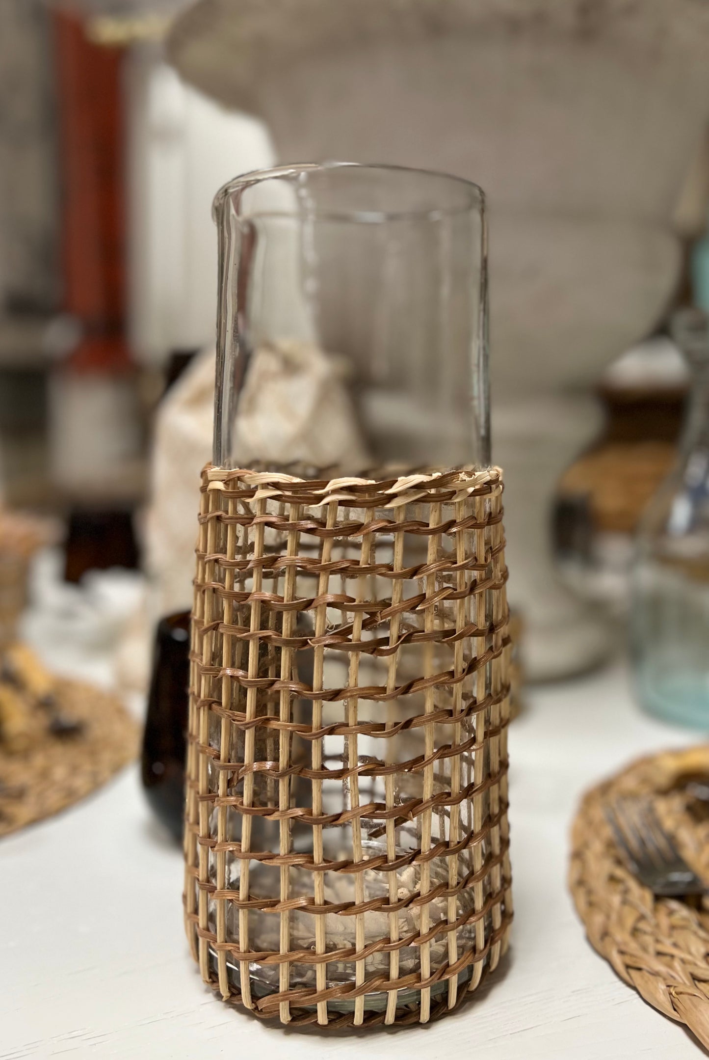 Cane Wrapped Carafe