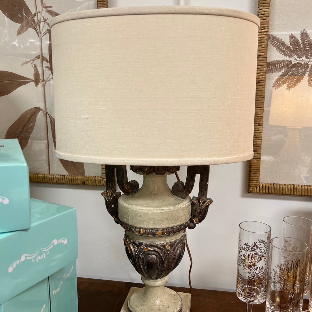 Pair 19th Century Paris Wood Urn Lamps