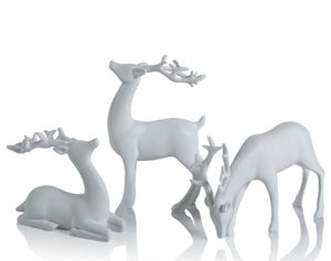 White Holiday Reindeer - set of 3