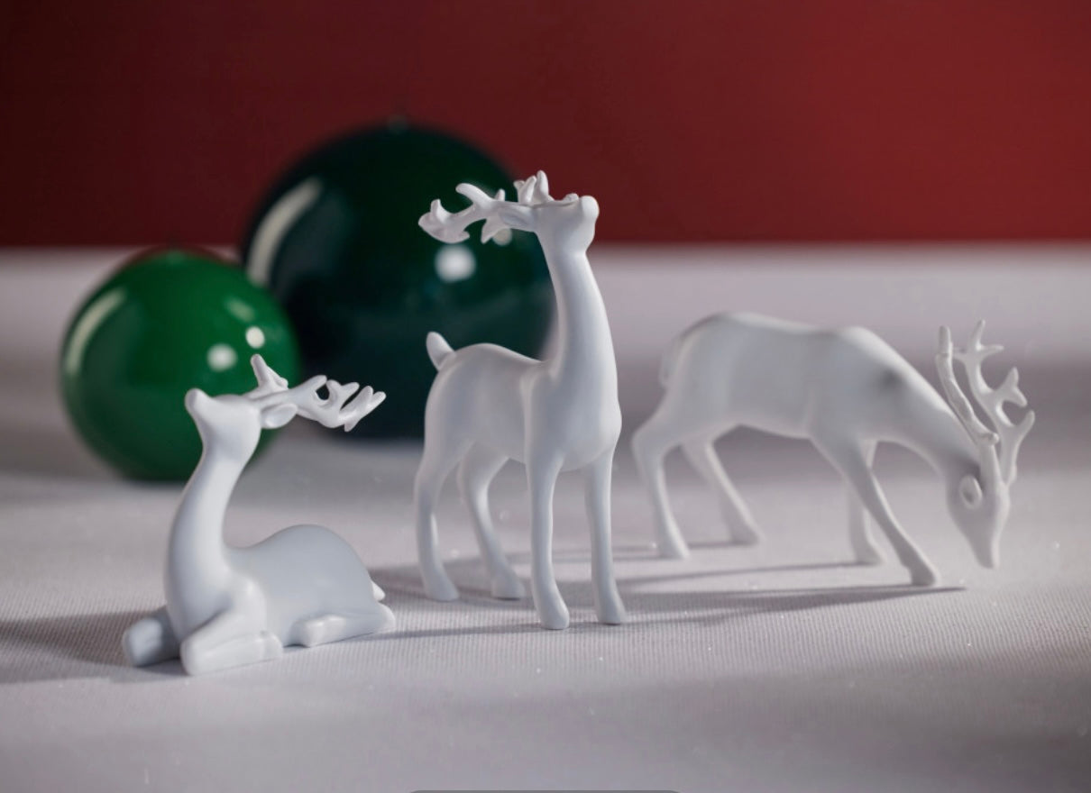 White Holiday Reindeer - set of 3