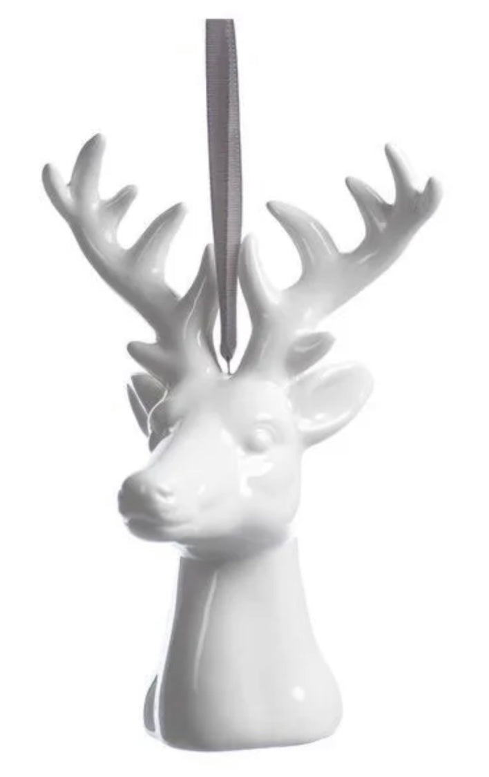 Ceramic White Reindeer Ornament