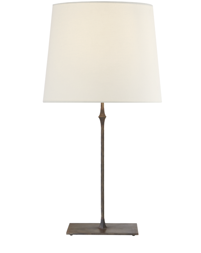 Dauphine Bedside Lamp in Aged Iron with Linen Shade