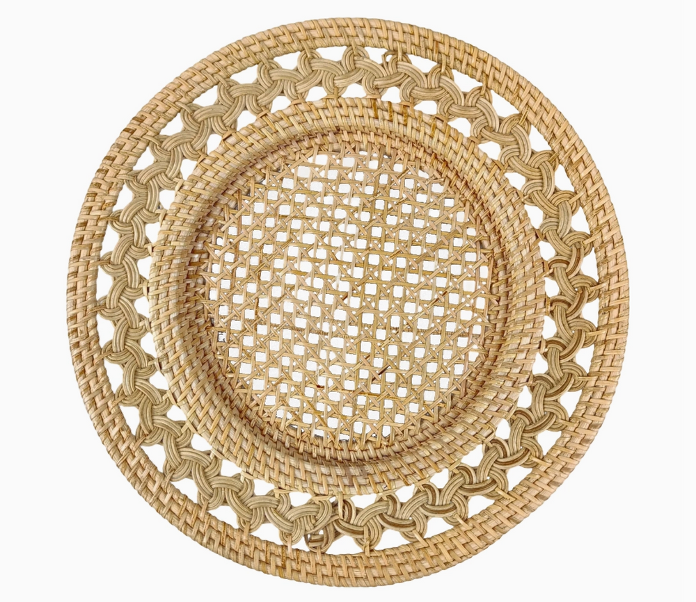 Rattan Charger Plate with an open weave border