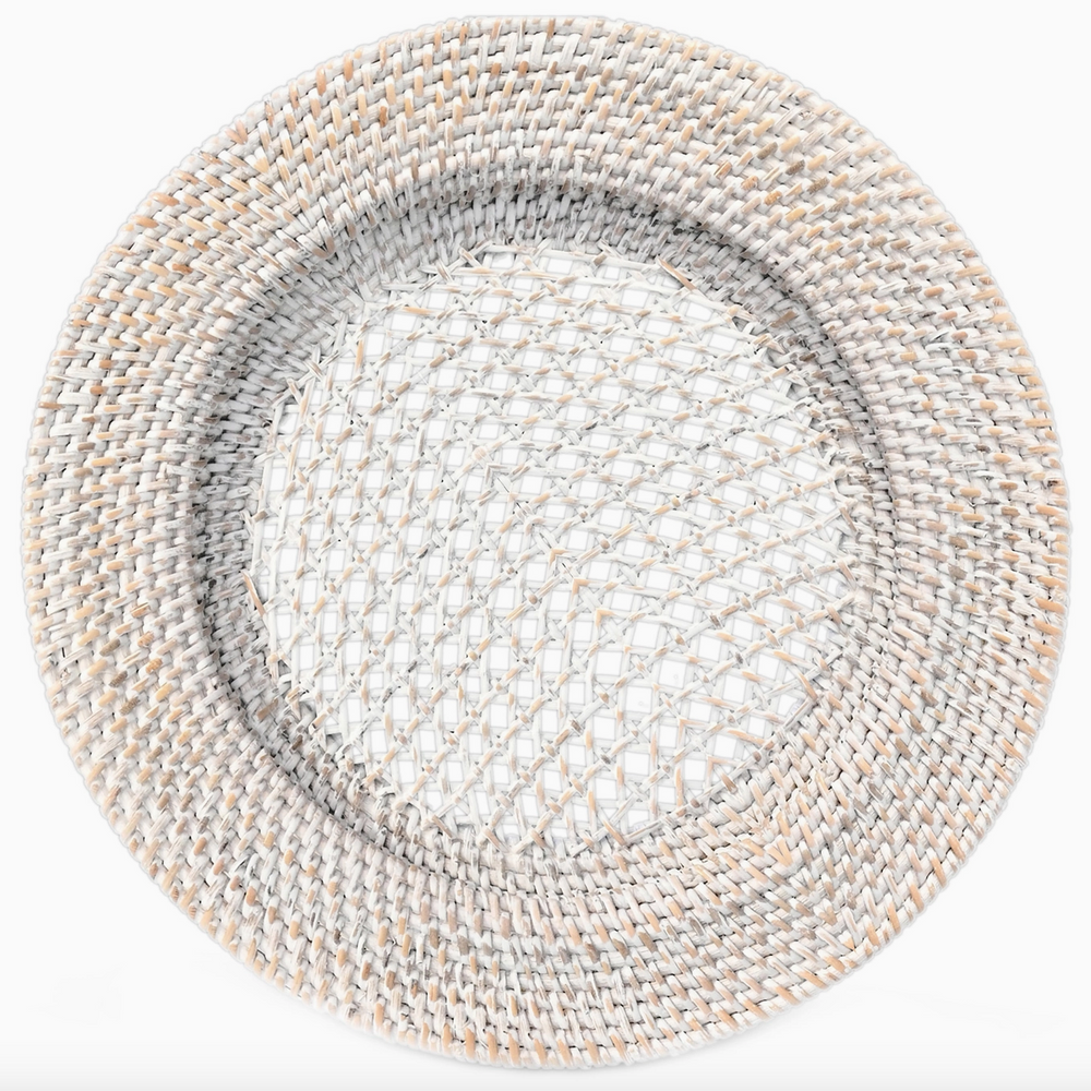 Whitewash Rattan Charger Plate