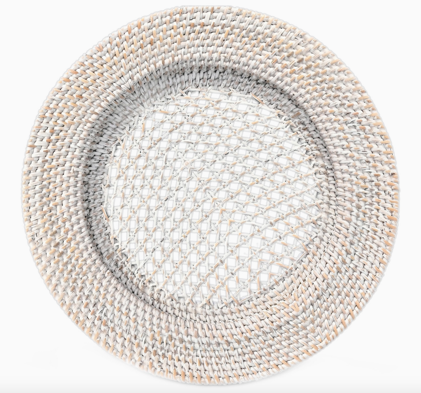 Whitewash Rattan Charger Plate