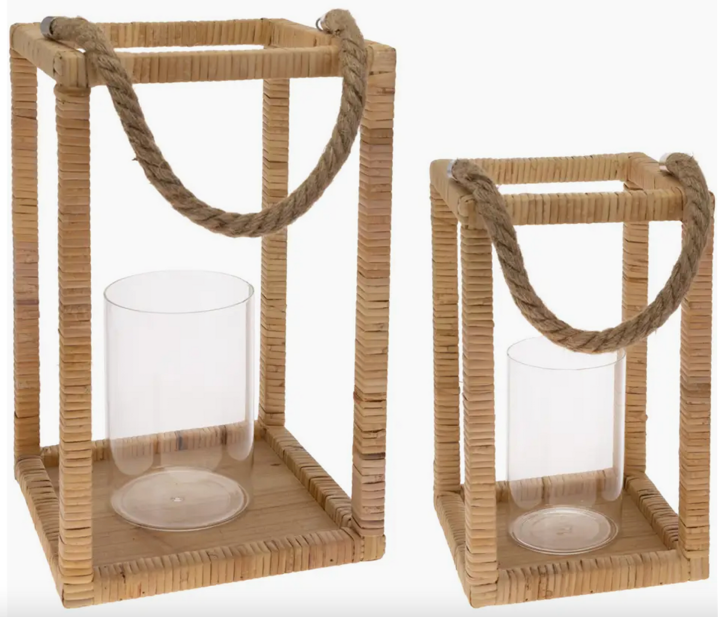 Natural Rattan Wrapped Lanterns - Set of 2!