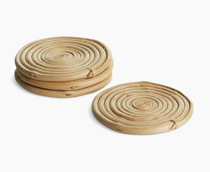 Cane Rattan Coasters, Set of 4