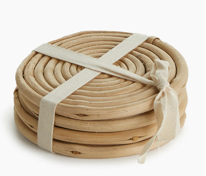 Cane Rattan Coasters, Set of 4