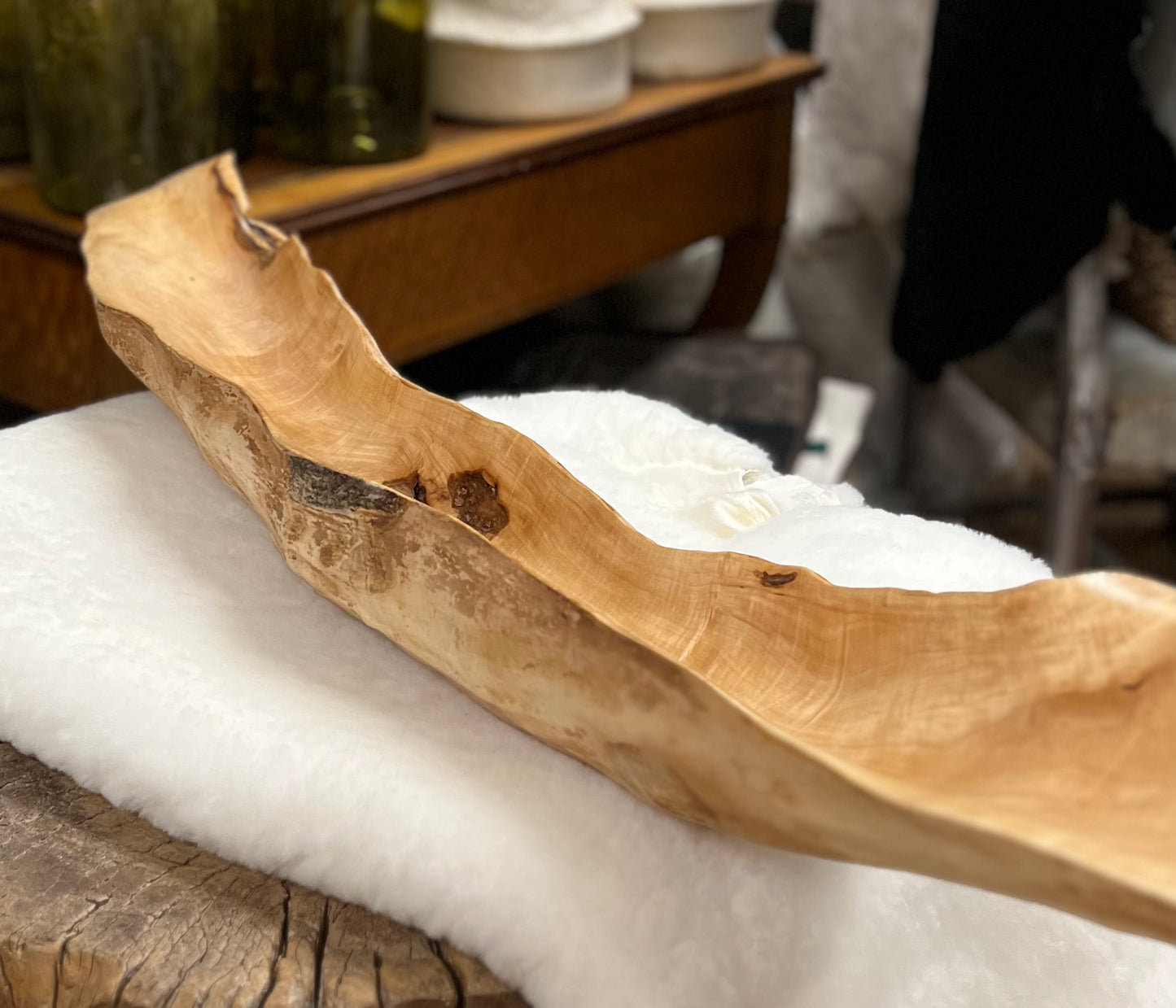 Maple Burl Hand Sculptured Bowl - 44"x7"