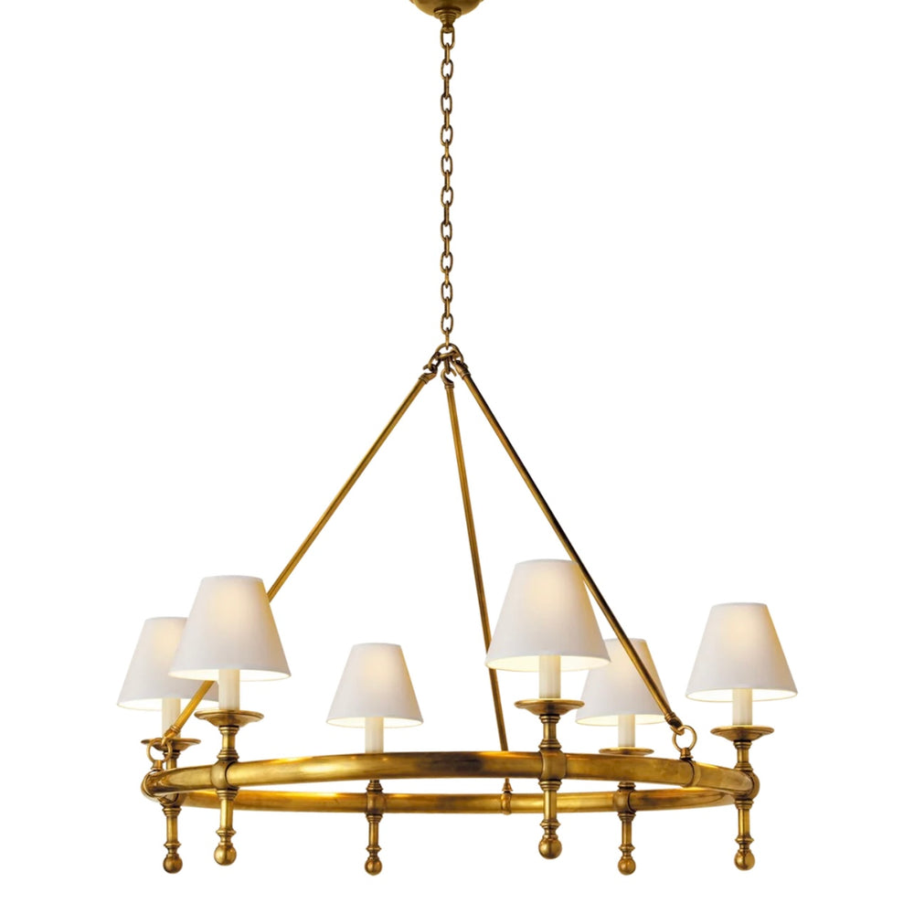 
                      
                        Visual Comfort - Classic Ring Chandelier in hand rubbed antique brass
                      
                    