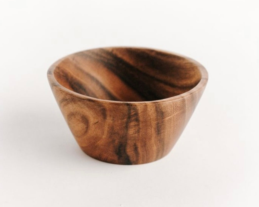 Hand Carved Acacia Wood Snack Bowl