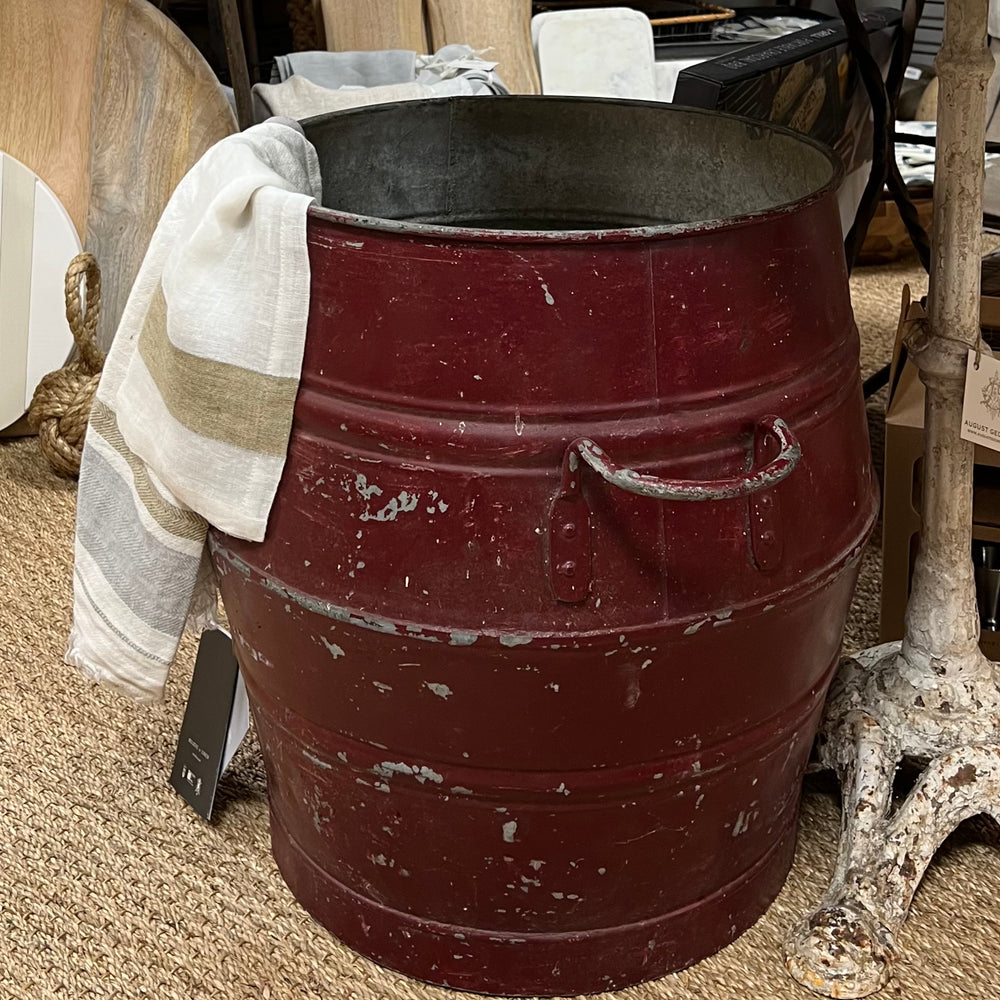 Galvanized Metal Barrel w/handles