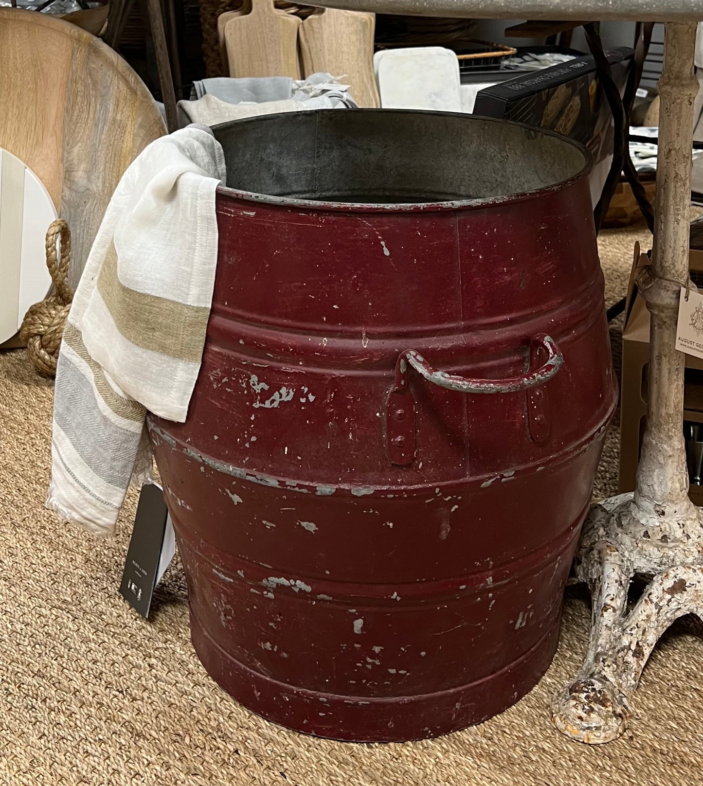 Galvanized Metal Barrel w/handles